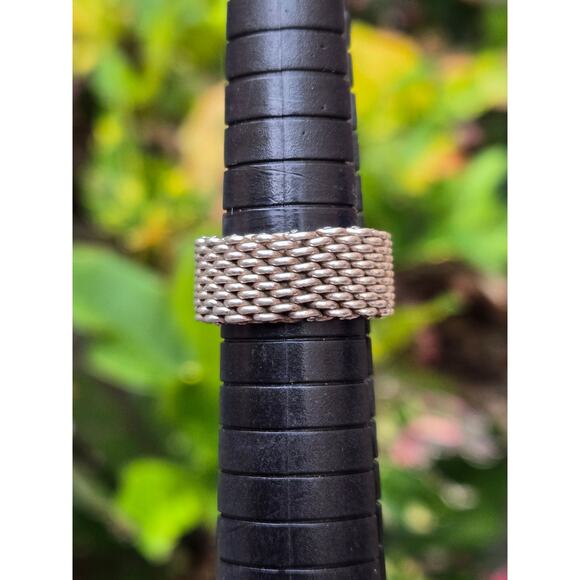 Vintage Tiffany & Co Somerset Sterling Silver Mesh Ring Sz 6.25 - Picture 7 of 8